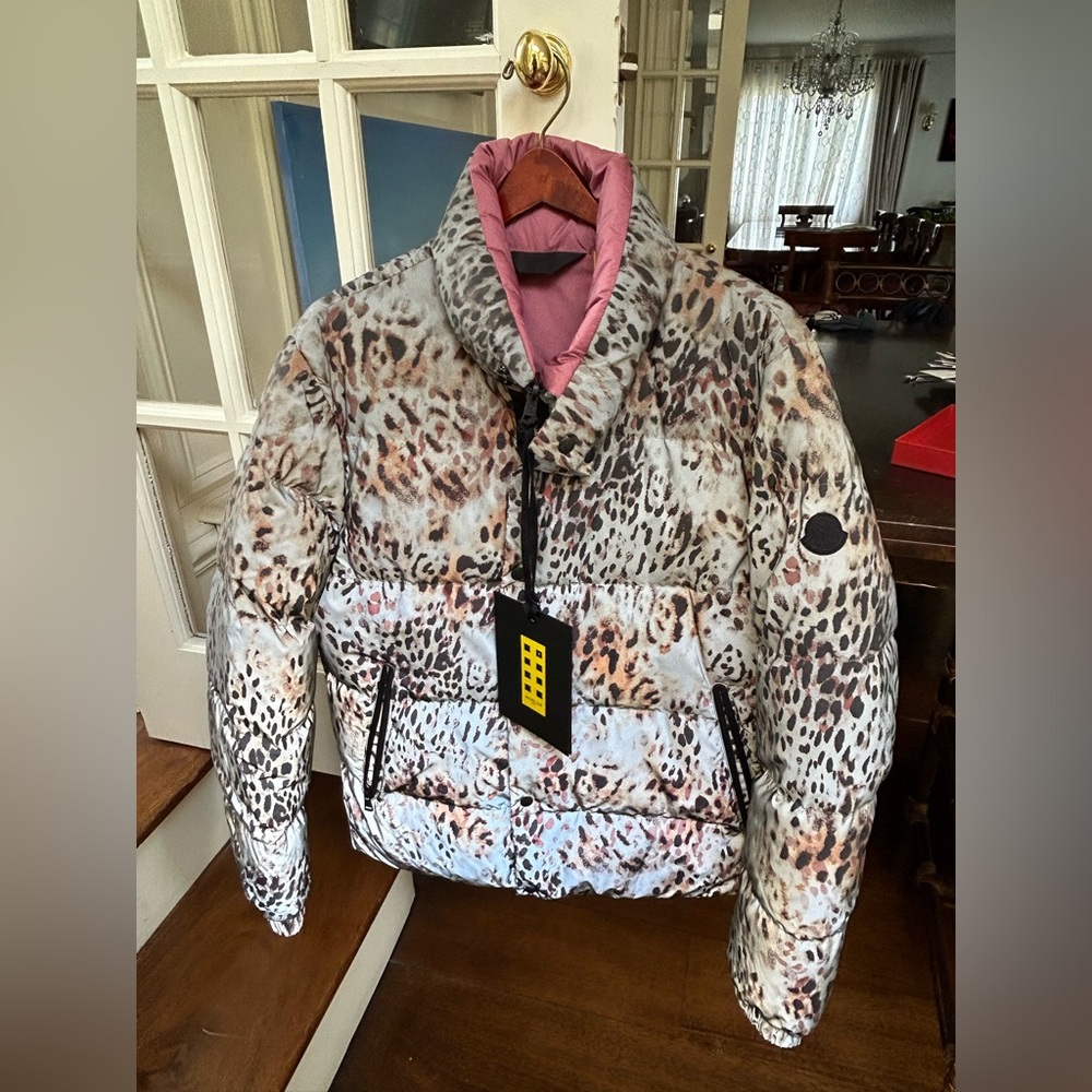 Moncler down ski coat jacket nwt size 3 leopard